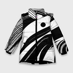 Зимняя куртка для девочки Abstract black and white composition
