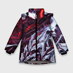 Куртка зимняя для девочки Красный кибер скелет, цвет: 3D-светло-серый