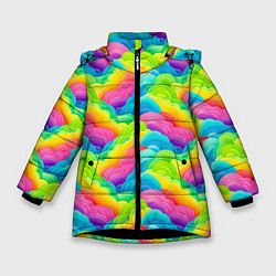 Зимняя куртка для девочки Разноцветные облака из бумаги паттерн