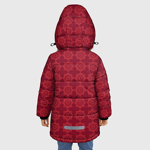 Зимняя куртка для девочки Цветочный стилизованный паттерн бордовый / 3D-Светло-серый – фото 4