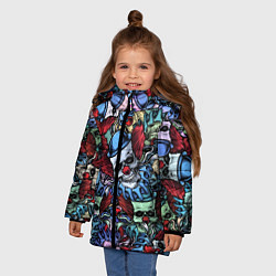 Куртка зимняя для девочки Череп клоун паттерн, цвет: 3D-красный — фото 2