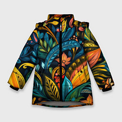 Зимняя куртка для девочки Растительный узор в бразильском стиле