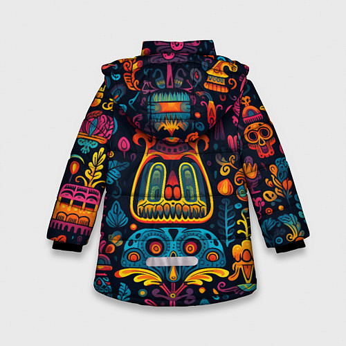 Зимняя куртка для девочки Узор в мексиканском стиле / 3D-Черный – фото 2