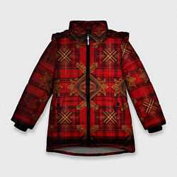Зимняя куртка для девочки Красная шотландская клетка royal stewart