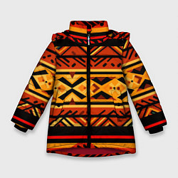 Куртка зимняя для девочки Узор в этническом стиле масаев, цвет: 3D-красный