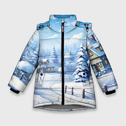 Зимняя куртка для девочки Снежный зимний фон