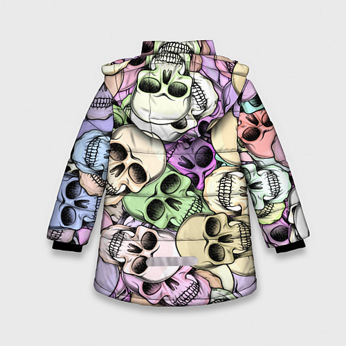 Зимняя куртка для девочки Разноцветные черепа паттерн / 3D-Черный – фото 2