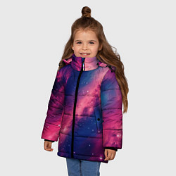 Куртка зимняя для девочки Галактика в розовом цвете, цвет: 3D-черный — фото 2