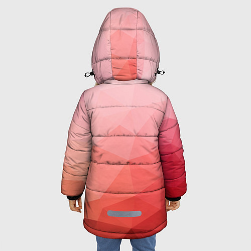 Зимняя куртка для девочки Абстракция с градиентом полигональная / 3D-Красный – фото 4