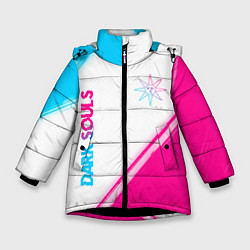 Куртка зимняя для девочки Dark Souls neon gradient style вертикально, цвет: 3D-черный