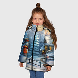 Куртка зимняя для девочки Новый год и снеговик, цвет: 3D-красный — фото 2