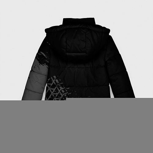 Зимняя куртка для девочки Citroen speed на темном фоне со следами шин вертик / 3D-Черный – фото 2