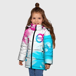 Куртка зимняя для девочки Volvo neon gradient style вертикально, цвет: 3D-черный — фото 2