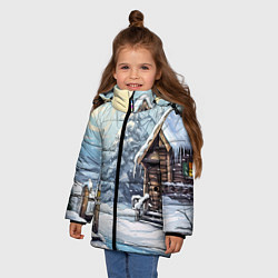 Куртка зимняя для девочки Деревянный зимний домик, цвет: 3D-черный — фото 2