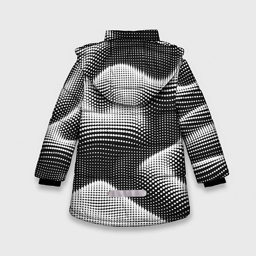 Зимняя куртка для девочки Чёрно белый точечный абстрактный фон / 3D-Черный – фото 2