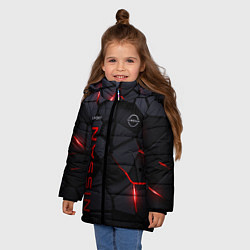 Куртка зимняя для девочки Nissan - плиты с эффектом свечения, цвет: 3D-черный — фото 2