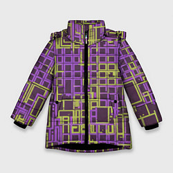 Куртка зимняя для девочки Разноцветные толстые линии, цвет: 3D-черный