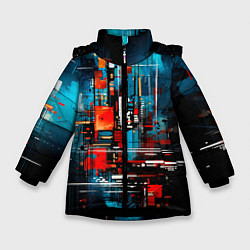 Куртка зимняя для девочки Городская абстракция, цвет: 3D-черный