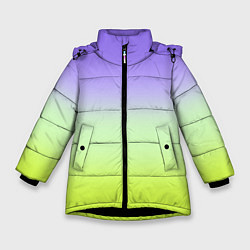 Куртка зимняя для девочки Фиолетовый мятный и желто-зеленый градиент, цвет: 3D-черный