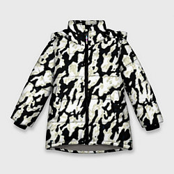 Зимняя куртка для девочки Размытый пятнистый чёрно-белый