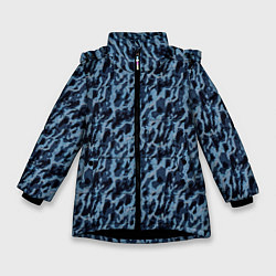Куртка зимняя для девочки Размытый пятнистый синий, цвет: 3D-черный