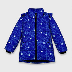 Зимняя куртка для девочки Звездопад на синем