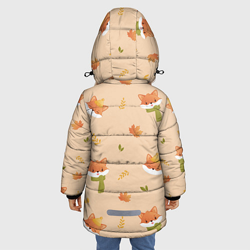 Зимняя куртка для девочки Лисички с листьями / 3D-Светло-серый – фото 4