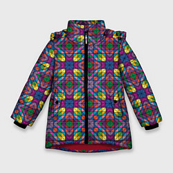 Куртка зимняя для девочки Стеклянная мозаика, цвет: 3D-красный