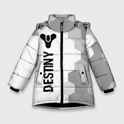 Куртка зимняя для девочки Destiny glitch на светлом фоне по-вертикали, цвет: 3D-черный