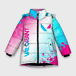 Куртка зимняя для девочки Valorant neon gradient style вертикально, цвет: 3D-черный