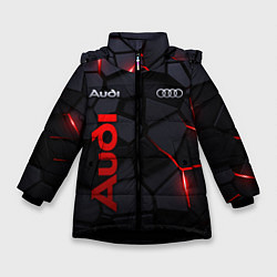 Куртка зимняя для девочки Audi - плиты с эффектом свечения, цвет: 3D-черный