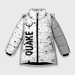 Куртка зимняя для девочки Quake glitch на светлом фоне по-вертикали, цвет: 3D-черный