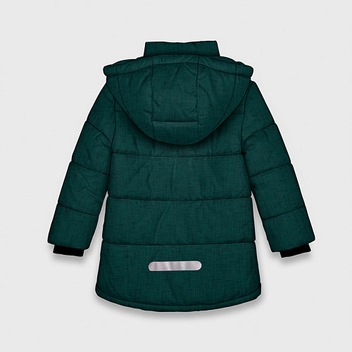 Зимняя куртка для девочки Тёмно-зелёный однотонный текстура / 3D-Черный – фото 2