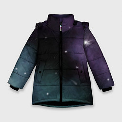 Зимняя куртка для девочки Космос и звезды на темном фоне