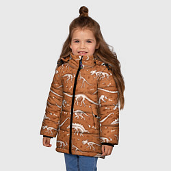 Куртка зимняя для девочки Скелеты динозавров, цвет: 3D-светло-серый — фото 2