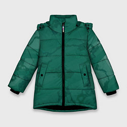 Куртка зимняя для девочки Серо-зеленые разводы, цвет: 3D-черный