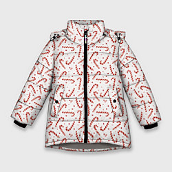 Куртка зимняя для девочки Caramel cane new years pattern, цвет: 3D-светло-серый