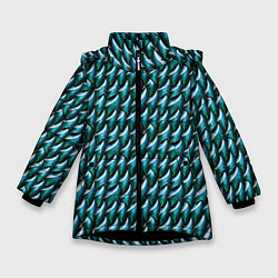 Куртка зимняя для девочки Изумрудная чешуя дракона, цвет: 3D-черный