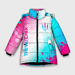 Куртка зимняя для девочки The Witcher neon gradient style вертикально, цвет: 3D-черный