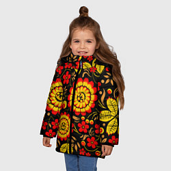 Куртка зимняя для девочки Хохлома: осеннее изобилие, цвет: 3D-красный — фото 2