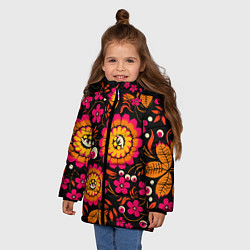 Куртка зимняя для девочки Хохлома параноидальная, цвет: 3D-черный — фото 2