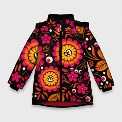 Куртка зимняя для девочки Хохлома параноидальная, цвет: 3D-красный