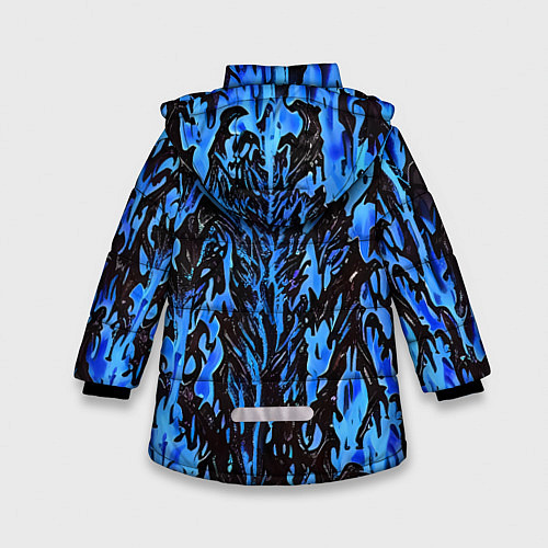 Зимняя куртка для девочки Демонический доспех синий / 3D-Красный – фото 2