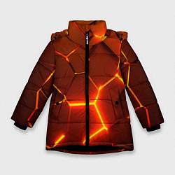 Зимняя куртка для девочки Плиты абстрактные огненные