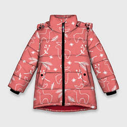 Зимняя куртка для девочки Рождественский принт с оленями