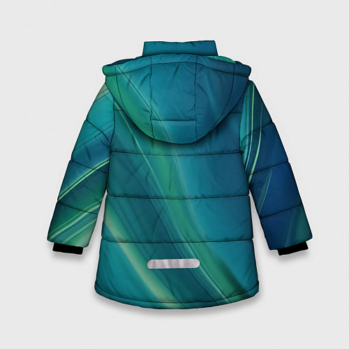 Зимняя куртка для девочки Сине-зелёная жидкая текстура - нейросеть / 3D-Черный – фото 2