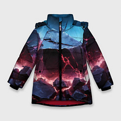 Куртка зимняя для девочки Разлом больших камней, цвет: 3D-красный