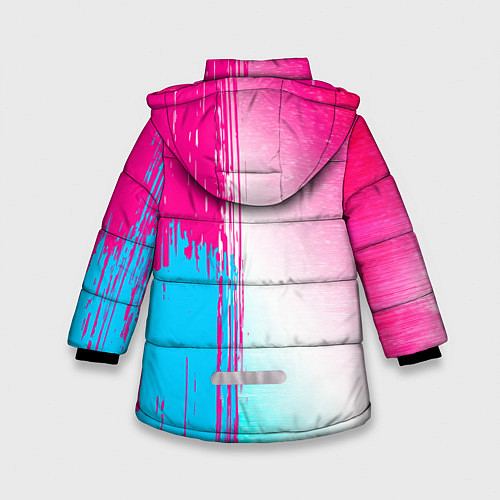 Зимняя куртка для девочки Cyberpunk 2077 neon gradient style по-вертикали / 3D-Черный – фото 2
