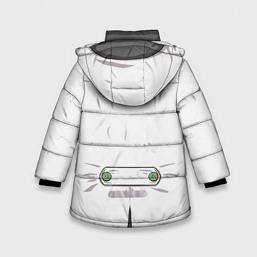 Зимняя куртка для девочки Белый мультяшный фрак с шейным платком / 3D-Черный – фото 2