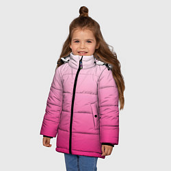 Куртка зимняя для девочки Бело-розовый градиент, цвет: 3D-черный — фото 2